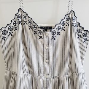 New Madewell Embroidered Pinstripe Dress, Sz 6